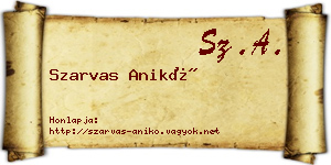 Szarvas Anikó névjegykártya